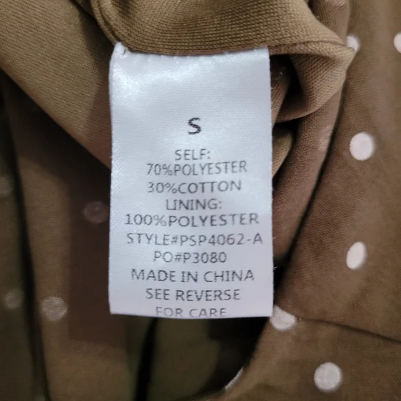 Roolee Polka Dot Jumpsuit Olive Green Button Down 3/4 Sleeve Size Small - Picture 10 of 12